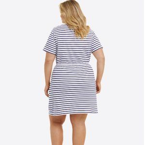 Draper James Tie Waist T-Shirt Dress Navy Mariner Stripe Size XL